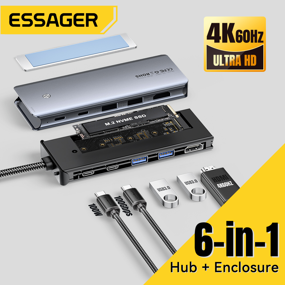 Usb Hub 7 Port - Essager USB C Hub, dengan M.2