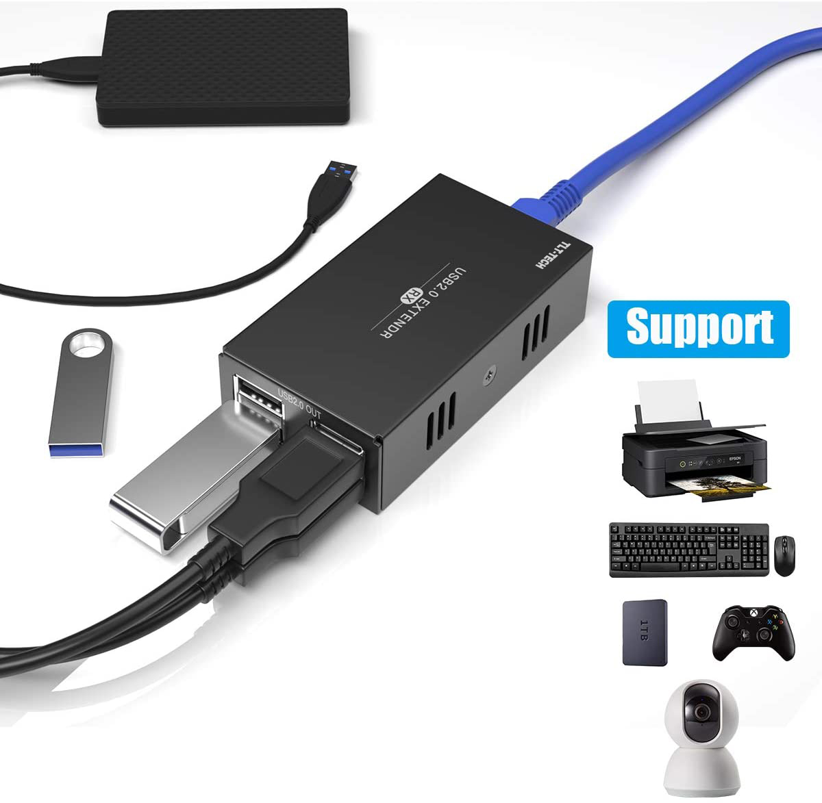 USB 2.0 Extender dengan 4 Port - Usb Hub 7 Port ulasan dan harga