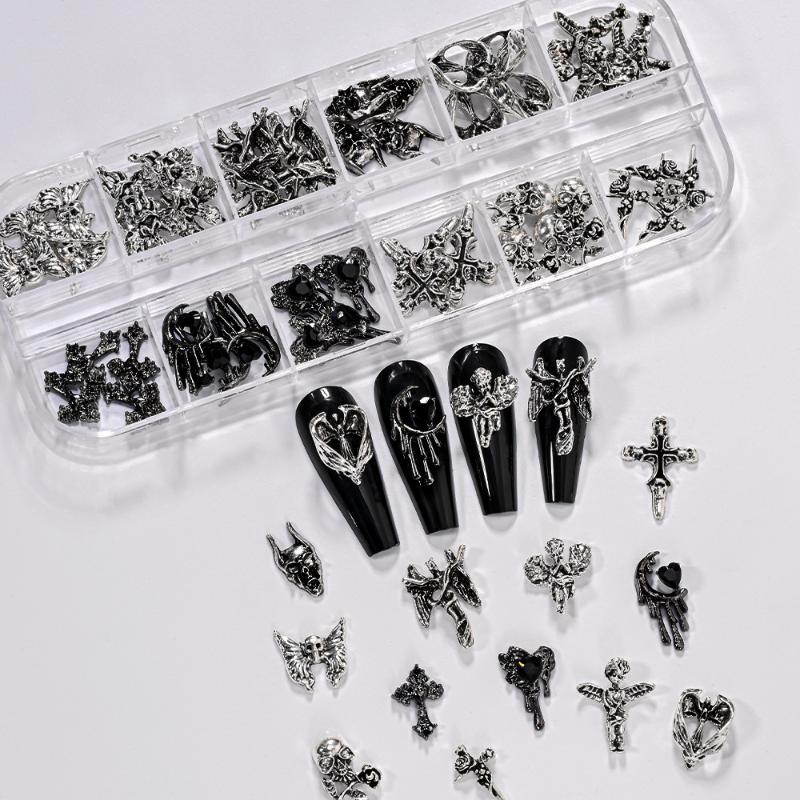 12Grid Vintage Cross Nail Art  - Y2K Tech Accessories ulasan dan harga