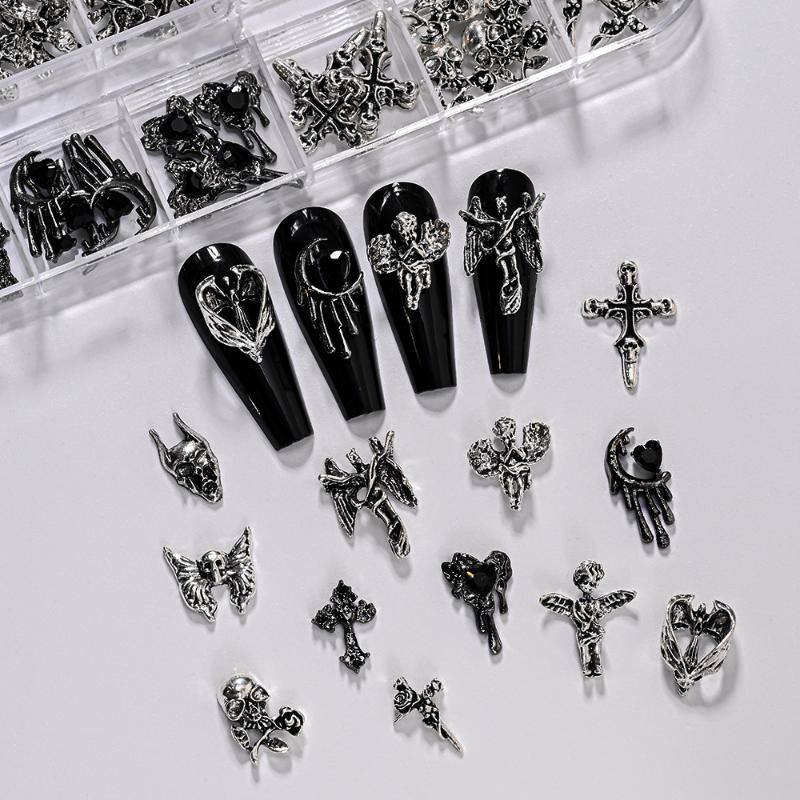 12Grid Vintage Cross Nail Art  - Y2K Tech Accessories ulasan dan harga