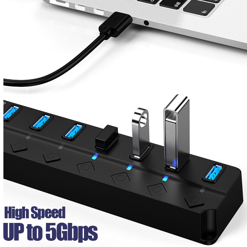 Adaptor Daya USB 3.0 4/7 Port, - Usb Hub 7 Port ulasan dan harga