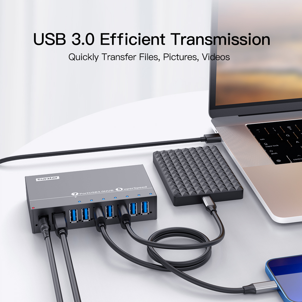 A173 7 Port USB3.0 Hub Industr - Usb Hub 7 Port ulasan dan harga